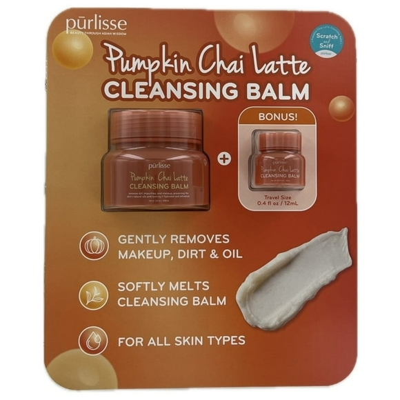 Purlisse Pumpkin Chai Latte Cleansing Balm, 3.4 Ounce + Bonus Travel Size - Picture 1 of 5